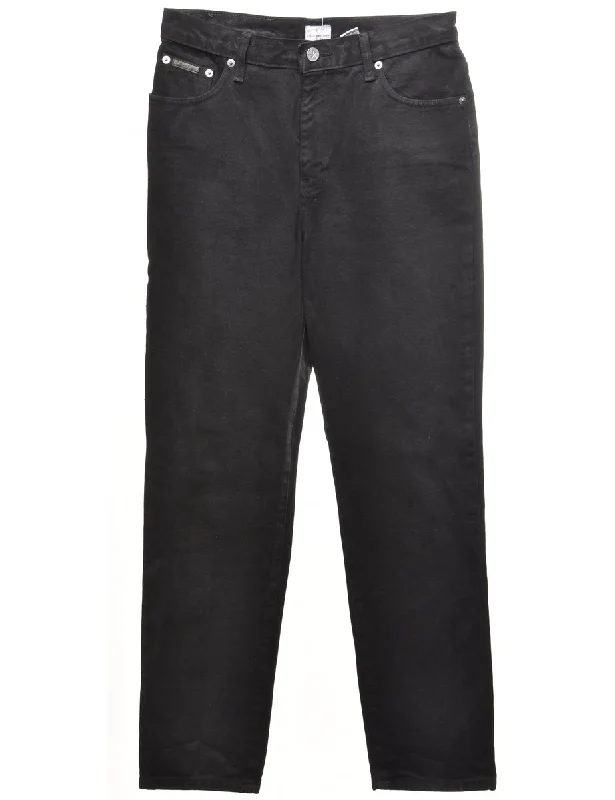 Black Tapered Jeans - W29 L29 Comfortable Folded Hem Jeans