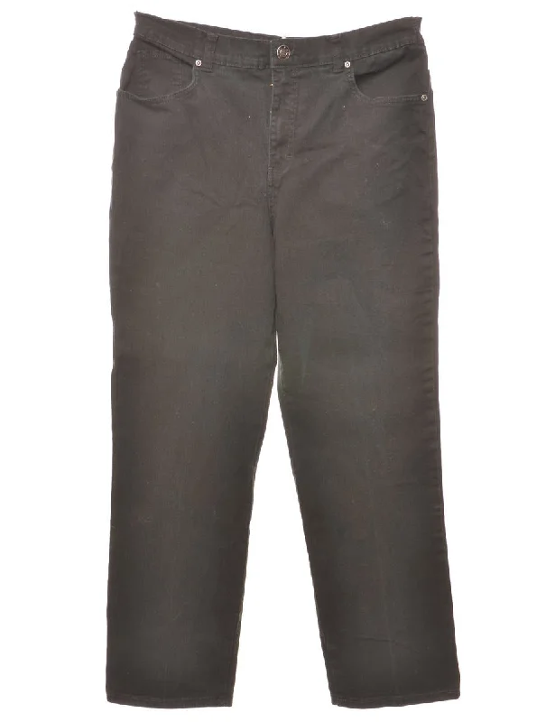 Black Tapered Jeans - W29 L28 Trendy Wide-Leg High-Waist Denim