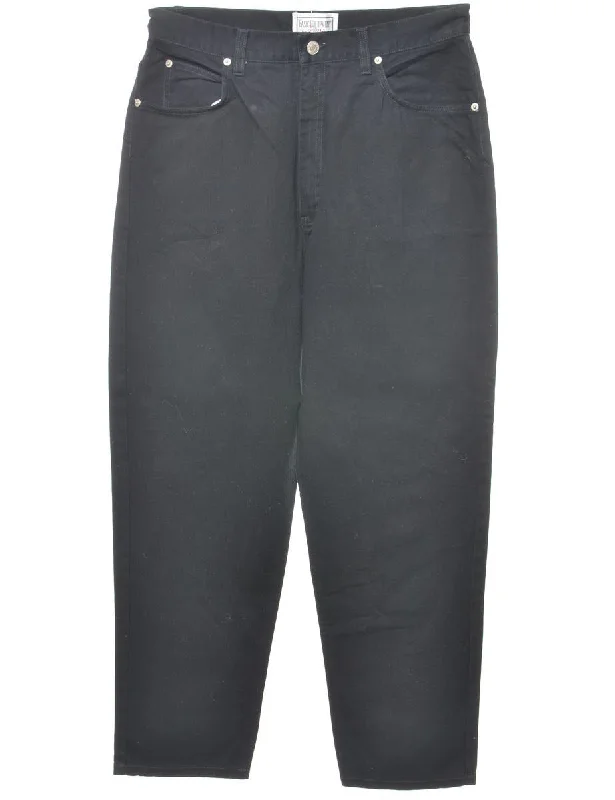 Black Tapered Jeans - W30 L27 Trendy Cut-Off Denim Shorts