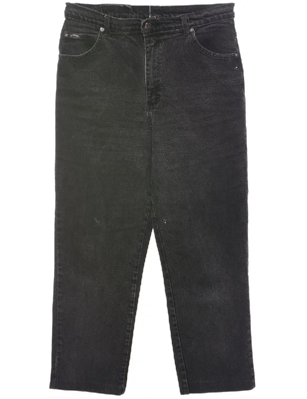 Black Tapered Jeans - W31 L24 Stylish Shredded Denim Jeans