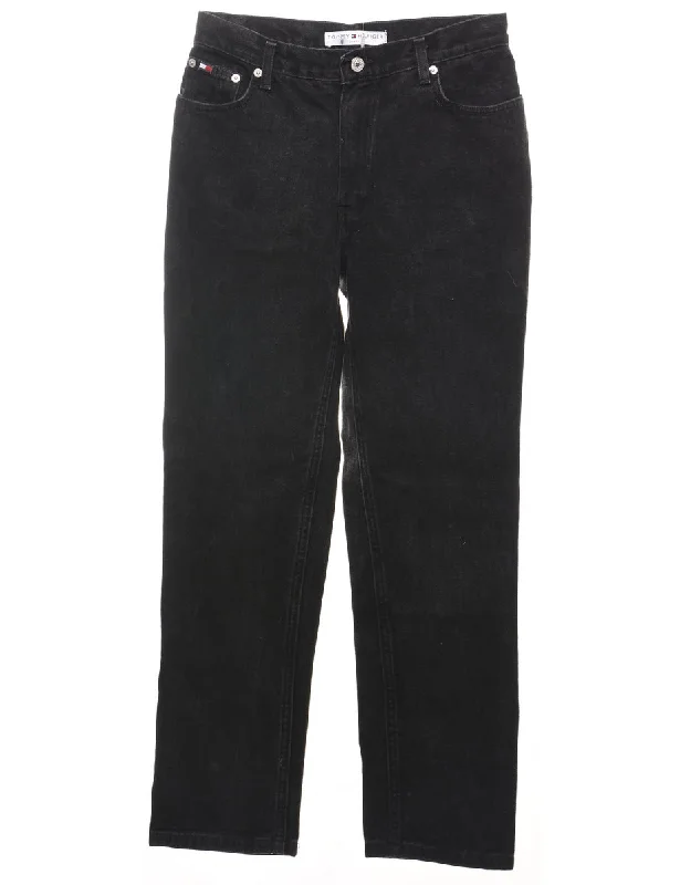Black Tommy Hilfiger Tapered Jeans - W28 L29 Stylish High-Waist Skinny Denim