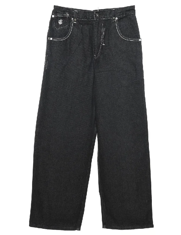 Black & White 1990s Straight-Fit Jeans - W28 L34 Stylish Bootcut Denim Jeans