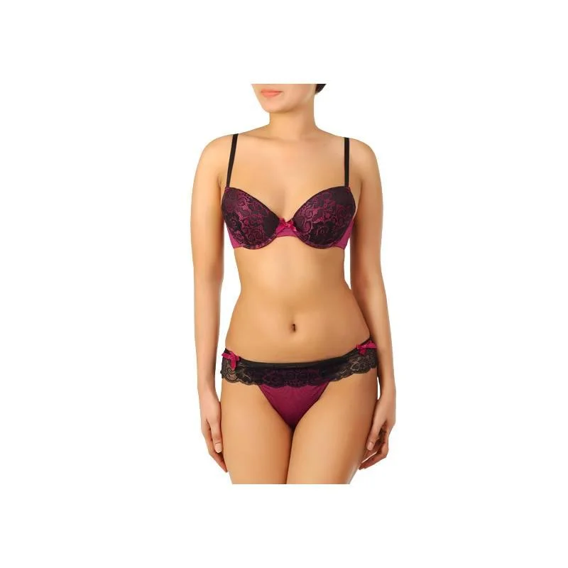 Bra and panty sets online price in Pakistan Lace & Microfiber Bra With Skirted Thong lace skirt romantic