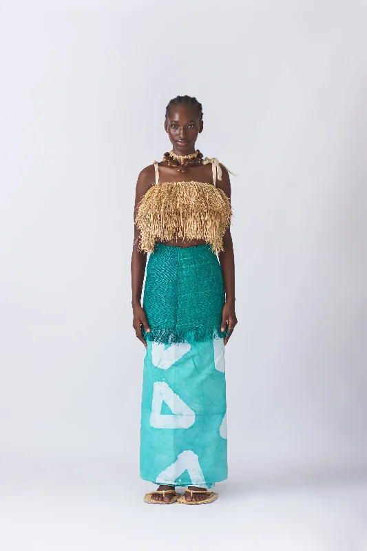 Nkpatak Skirt - Turquoise corduroy skirt textured