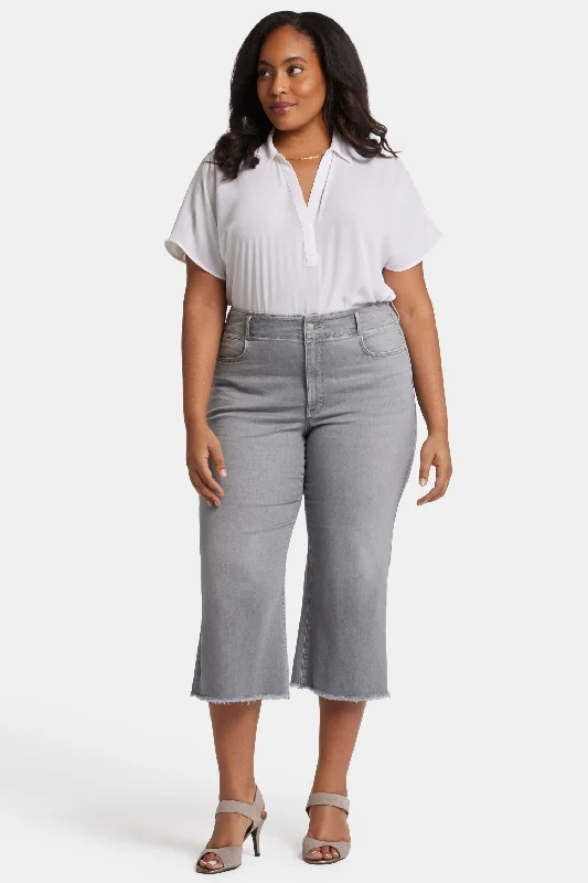Brigitte Wide Leg Capri Jeans In Plus Size - Rock Sand Elegant Tapered Leg Denim
