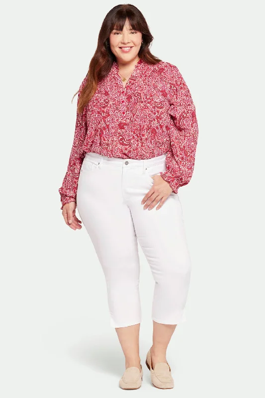 Chloe Capri Jeans In Plus Size - Optic White Classic Blue Denim Jeans