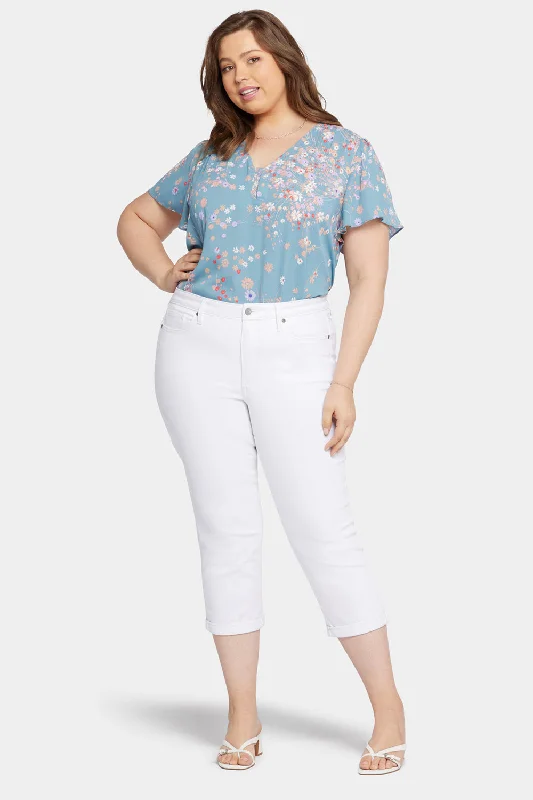 Chloe Skinny Capri Jeans In Plus Size - Optic White Stylish Acid-Wash Jeans
