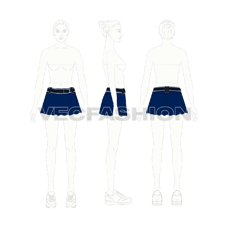 Women's Denim Skirt with Flares lightweight skirt design