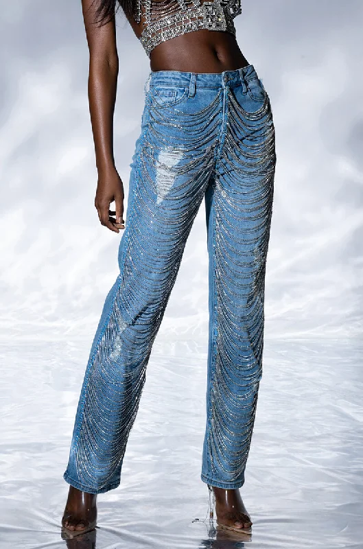 DIAMONDS ARE FOREVER STRAIGHT FIT JEANS Trendy Vintage Denim Jeans