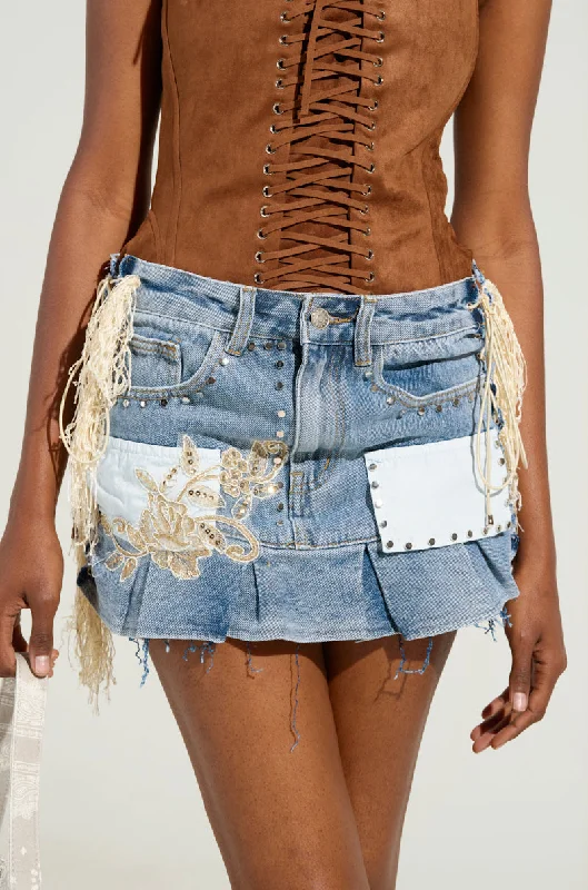 DREAM CATCHER LIGHT BLUE DENIM MINI SKIRT pencil skirt chic