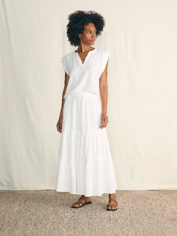 Dream Cotton Gauze Valentina Skirt - White athletic skirt fit