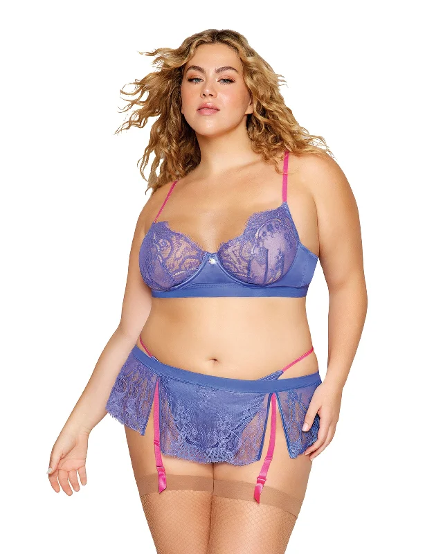 Dreamgirl Plus Bra and Garter Skirt with G-String velvet skirt sumptuous
