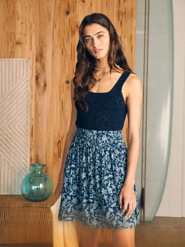 Eliza Mini Skirt - Blue Esna Floral linen skirt airy