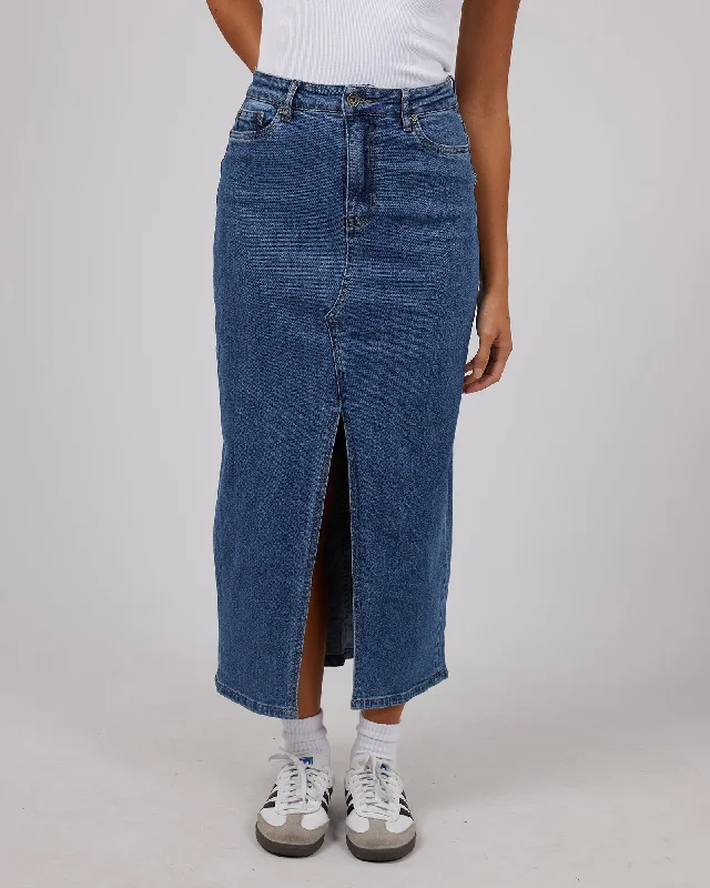 Eva Comfort Maxi Skirt Mid Blue relaxed fit skirt