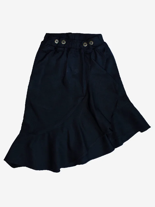 Girls Asymmetrical Ruffle Denim Skirt velvet skirt sumptuous