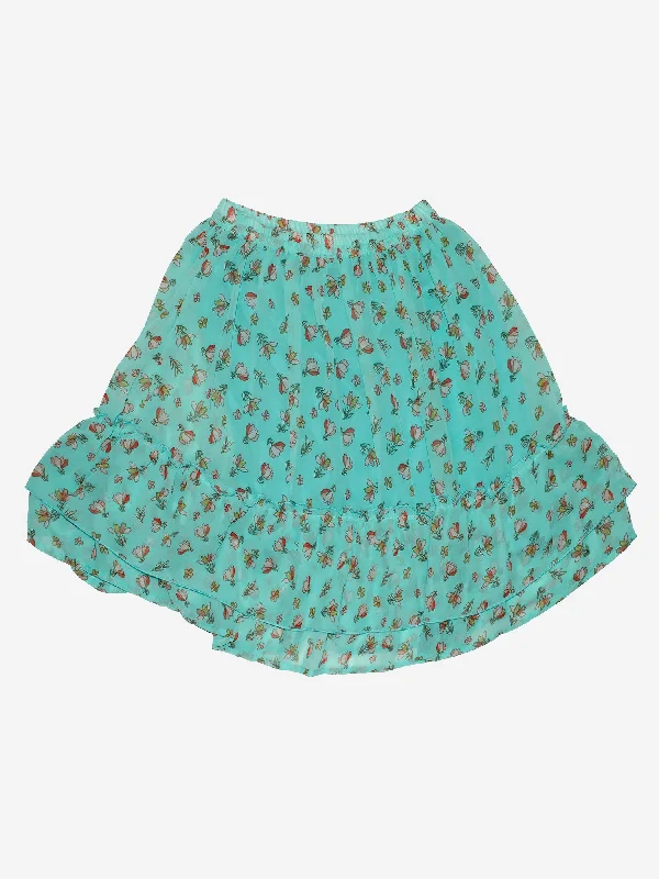 Girls Frill Layered Flared Skirt linen skirt light