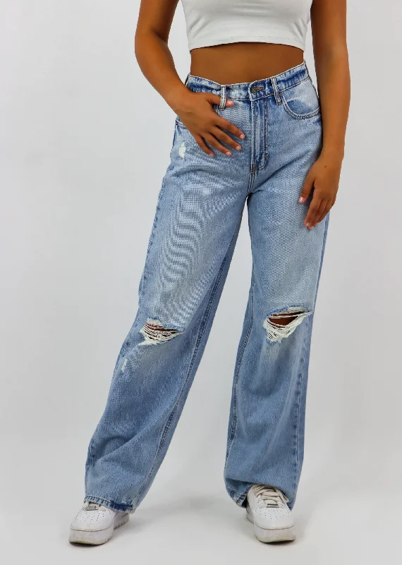 Dream Record Jeans ★ Light Wash Fashionable Raw Hemmed Jeans