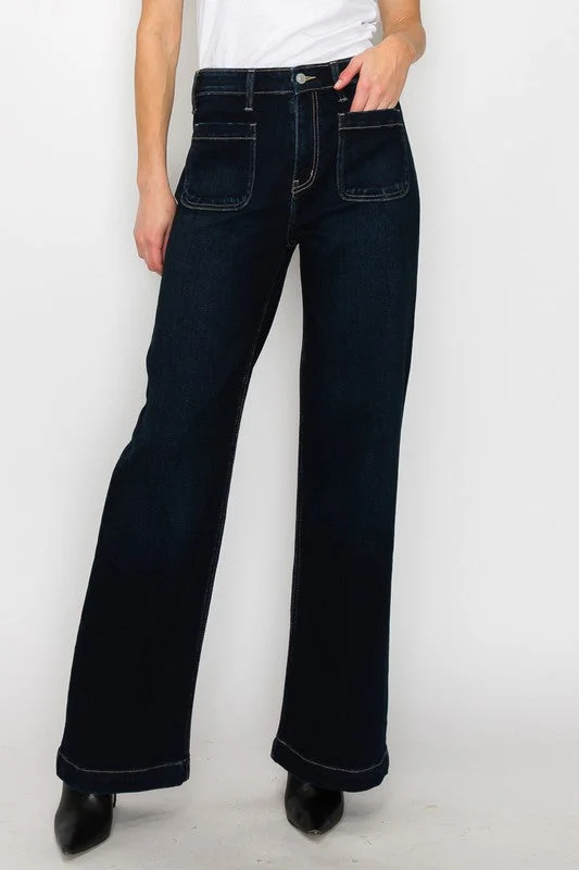 HIGH RISE MODERN WIDE JEANS Stylish Bootcut Denim Jeans