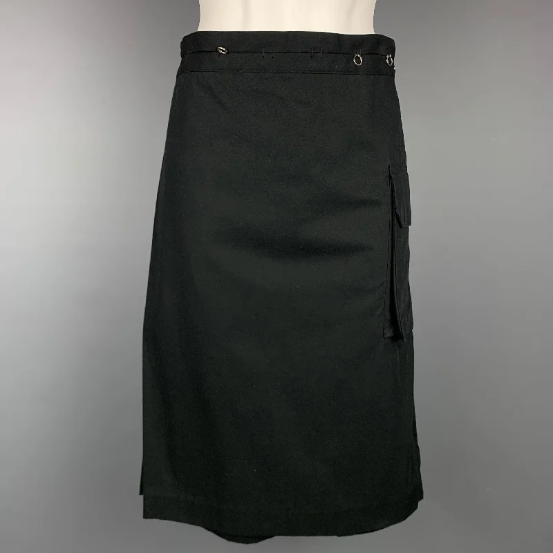 JEAN PAUL GAULTIER FEMME Size 8 Black Twill Cotton Skirt Panel Shorts cashmere skirt rich