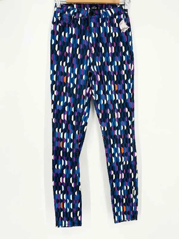 Kate Spade Women's Blue/Purple Skinny Geometric Size 26 Jeans Elegant Wide-Leg Jeans