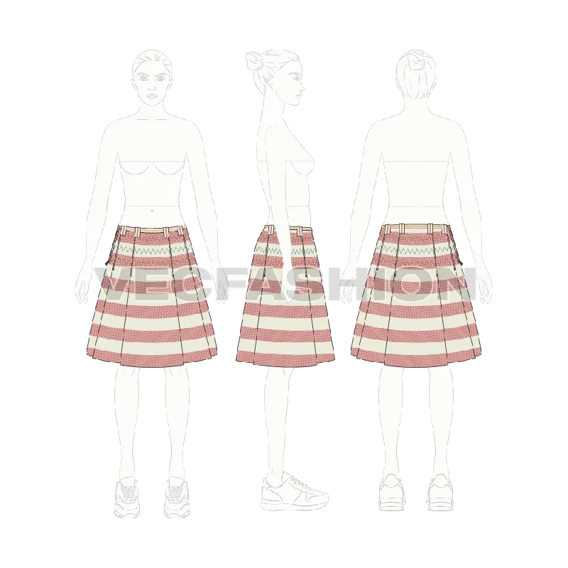 Women's Knife Pleat Vintage Skirt breathable skirt fabric