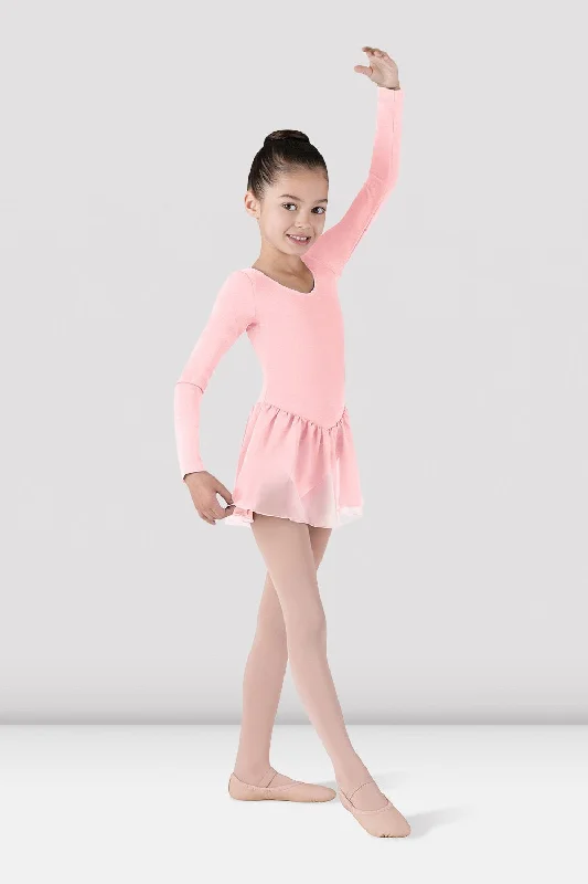 Long Sleeve Skirted Leotard - Youth linen skirt natural