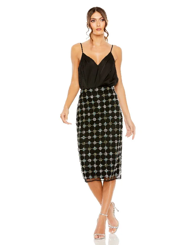 Mac Duggal R10842 Embellished Rhinestones Geometrical Skirt Only leather skirt modern