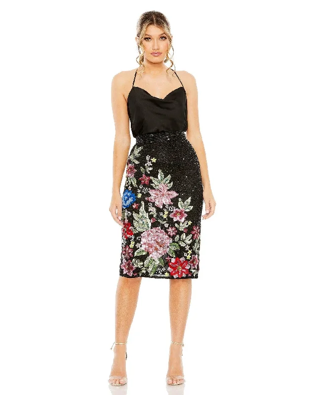 Mac Duggal R5699 Formal Multi Color Floral Midi Skirt Only corduroy skirt durable