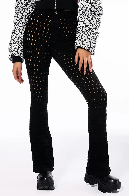 MAKE YOU WANT MORE DISTRESSED FLARE JEANS Trendy Paperbag Waist Jeans