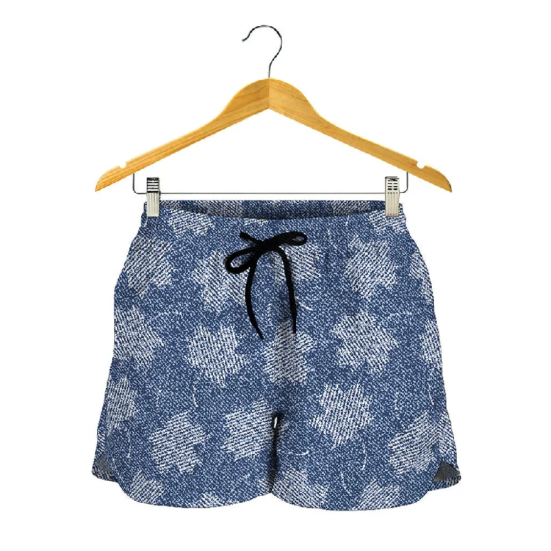 Maple Leaf Denim Jeans Pattern Print Women's Shorts Comfortable Low-Rise Jeans