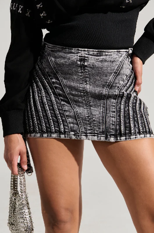 MARI DENIM LACE UP MINI SKIRT high slit skirt