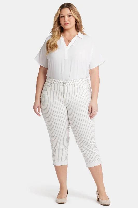 Marilyn Straight Crop Jeans In Plus Size - Beach Cruise Stripe Trendy Skinny Fit Jeans