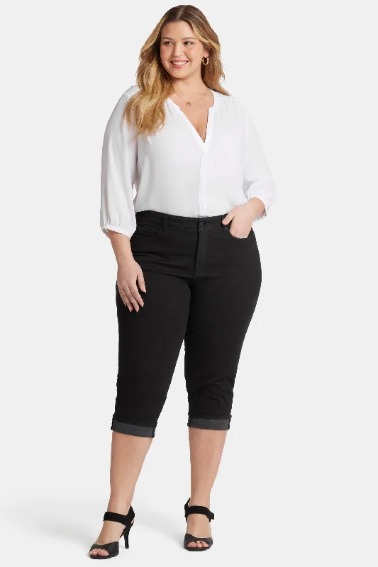 Marilyn Straight Crop Jeans In Plus Size - Black Chic Ripped Jeans