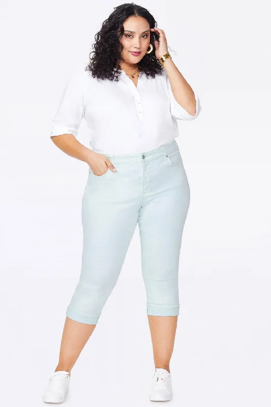 Marilyn Straight Crop Jeans In Plus Size - Desert Dew Stylish Tapered Fit Jeans