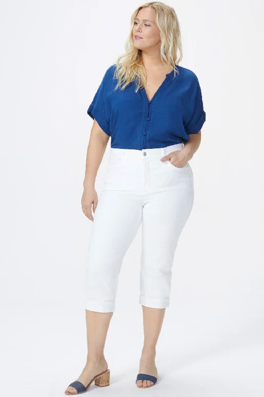 Marilyn Straight Crop Jeans In Plus Size - Optic White Trendy Vintage Denim Jeans