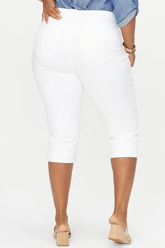 Marilyn Straight Crop Jeans In Plus Size - Optic White Fashionable Raw Hem Bootcut Jeans