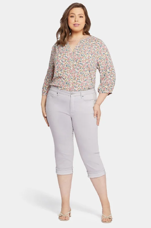 Marilyn Straight Crop Jeans In Plus Size - Pearl Grey Comfortable Low-Rise Jeans