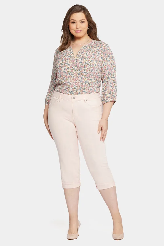 Marilyn Straight Crop Jeans In Plus Size - Pink Dusk Cozy Relaxed Fit Denim Jeans