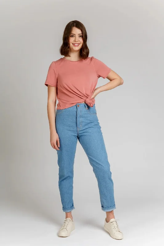 Megan Nielsen Dawn Jeans Trendy Button-Up High-Waist Jeans