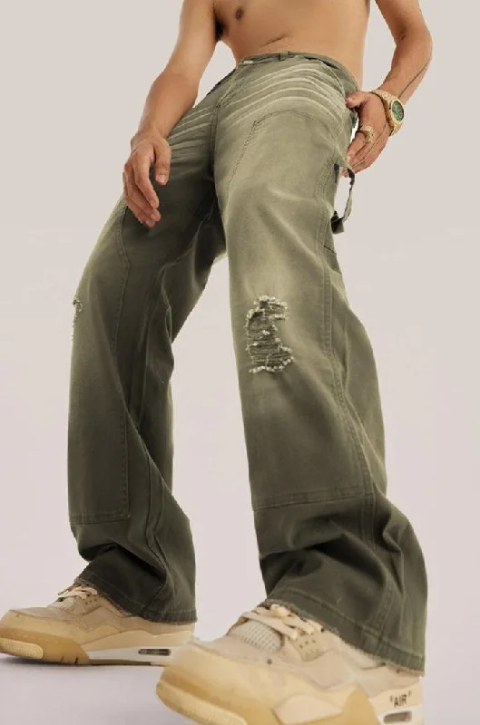 Mid Rise Washed Distressed Jeans Chic Cropped Jeans