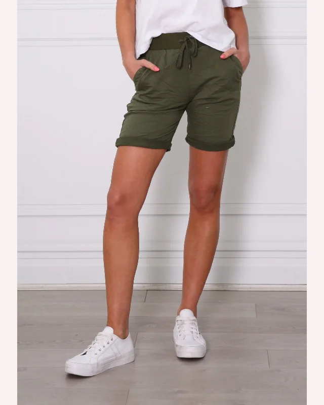 Monaco Jeans Riley Short - Khaki Casual Wide-Legged Denim Jeans