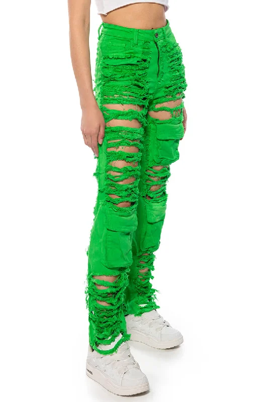 NEVER STRESSED DISTRESSED RELAXED FIT JEANS Trendy Patchwork Denim Jeans
