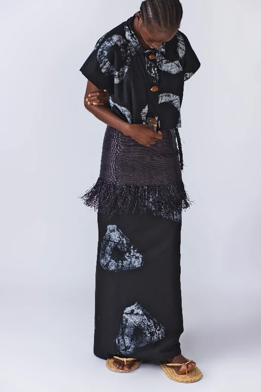 Nkpatak Skirt - Black wool skirt thick