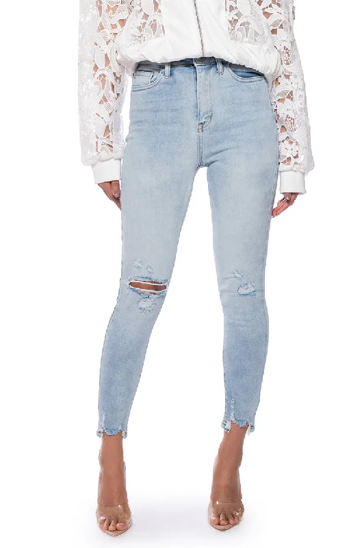 SOFIA HIGH RISE SKINNY JEANS Chic Double Waistband Jeans