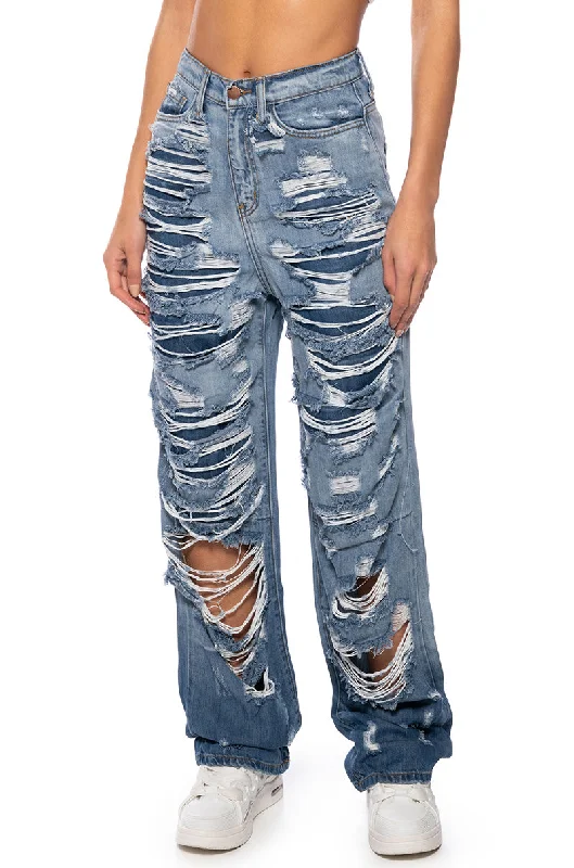 NOTHING LIKE ME DISTRESSED OMBRE JEANS Elegant Dark-Wash Bootcut Jeans