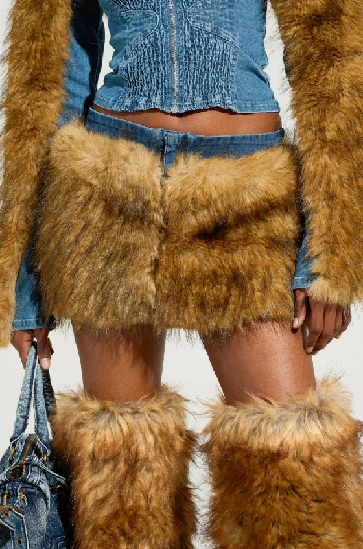 OUT OF THE BLUE FUR MINI SKIRT chiffon skirt lightweight