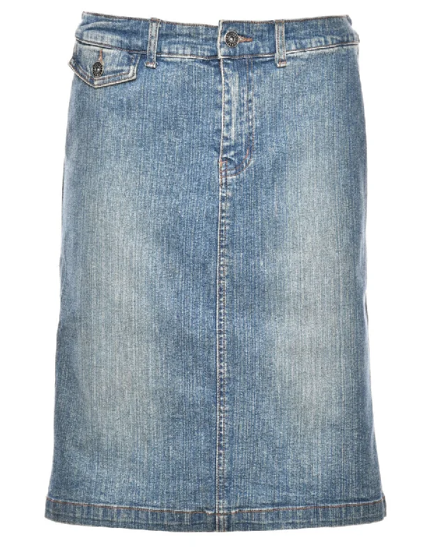 1990s Light Wash Denim Skirt - S pleated skirt texture