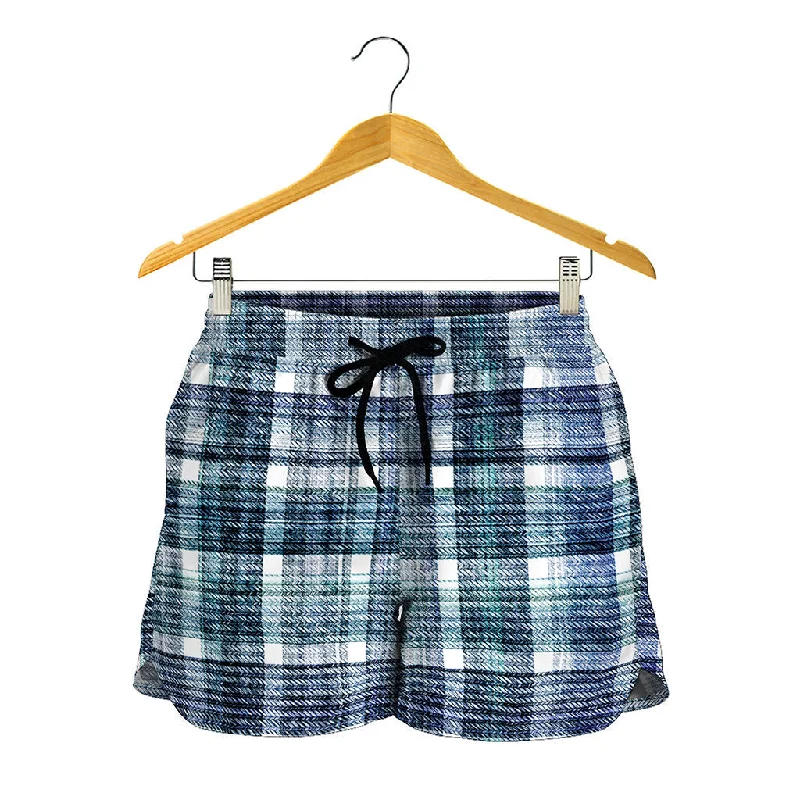 Plaid Denim Jeans Pattern Print Women's Shorts Trendy Plus Size Jeans