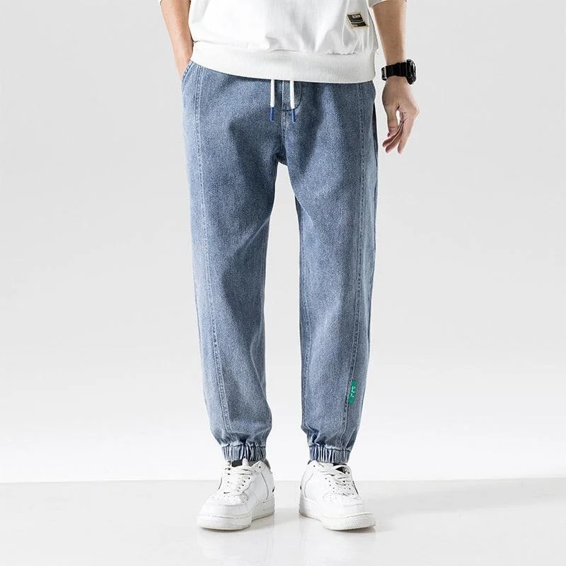 Plus Size Casual Jogger Jeans Chic Faded Blue Jeans