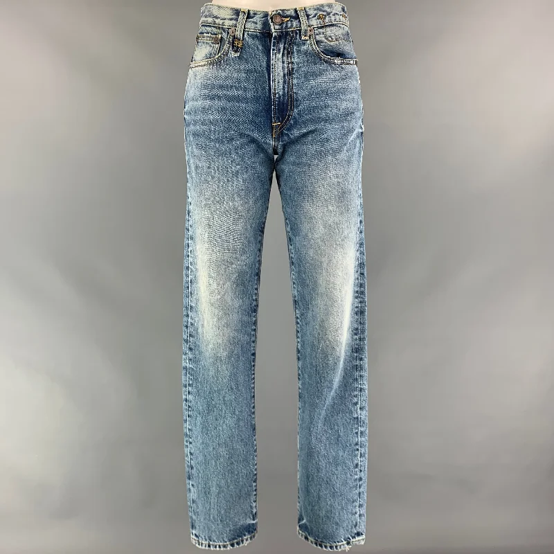 R13 Size 4 Blue Washed Cotton Axl Slim Jeans Fashionable Mom Jeans